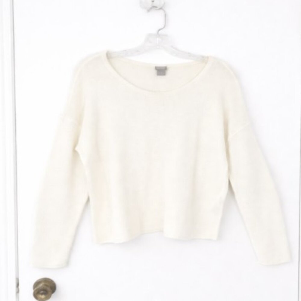 Chico's White Knit Pullover Lightweight Cotton Sweater